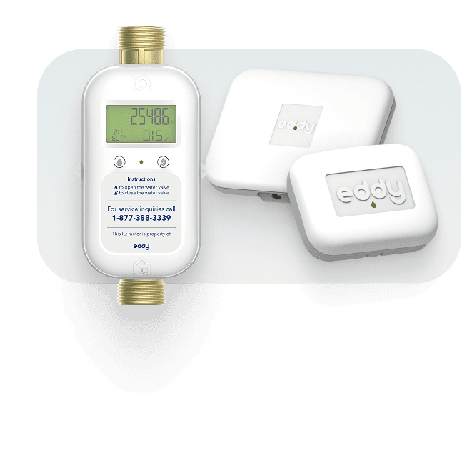The Eddy product suite: smart water meter with automatic shutoff, wireless leak sensors and valve controller