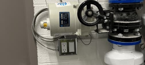 Motorized Eddy shutoff valve on a building domestic water main