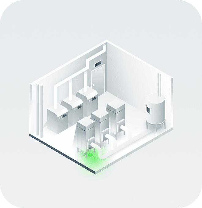 Eddy smart leak detection in a building mechanical rooms setting