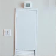 Eddy leak sensor location at an in-suite HVAC closet