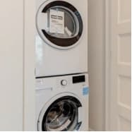 Eddy leak sensor location at an in-suite laundry